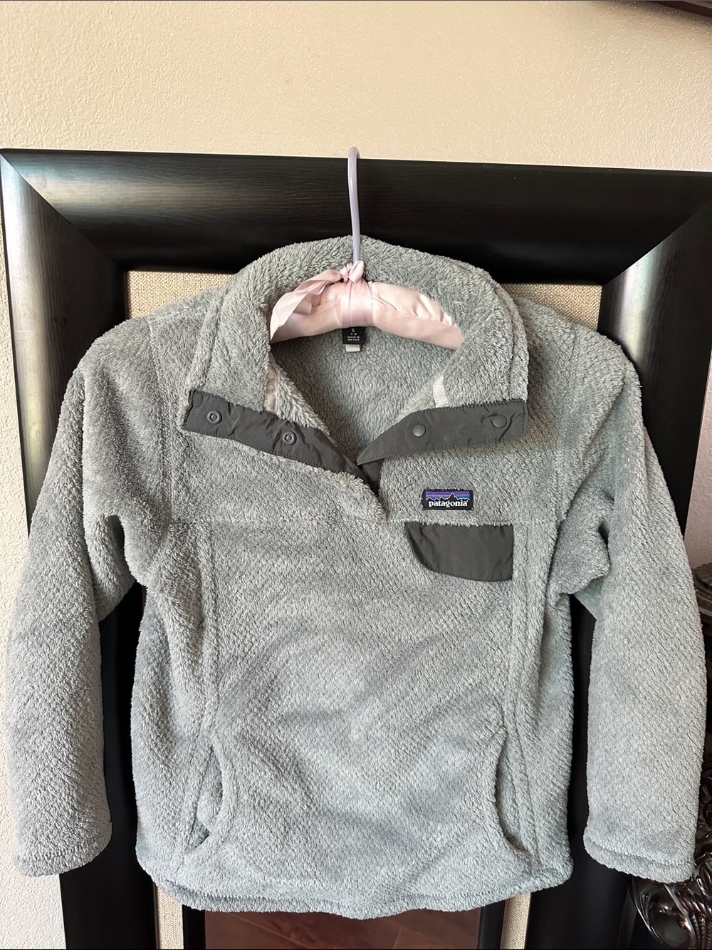 Patagonia Gray Plush Snap-Placket Fleece Pullover
